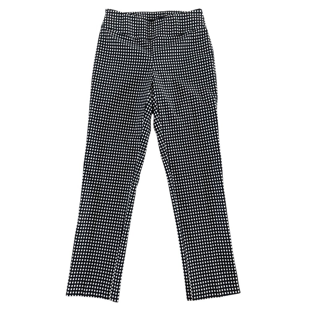 UP! Canada Black White Check Elastic Waist Ankle Pull On Pants Size 4 Slimming‎
